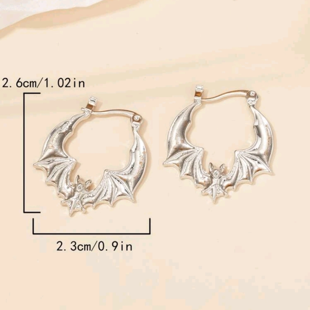 Bat Hoop Earrings - Picture 3 of 4